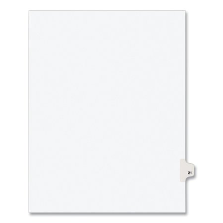 AVERY DENNISON Numerical Index Tab-21, 8-1/2 x 11", White, PK25 01021